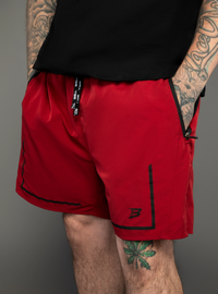 Bell Athletic Apparel ALPHA Running Shorts in Crimson Red front view