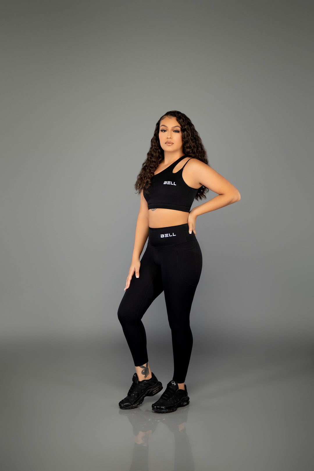 Bell power leggings set black high waisted gym leggings and sports bra