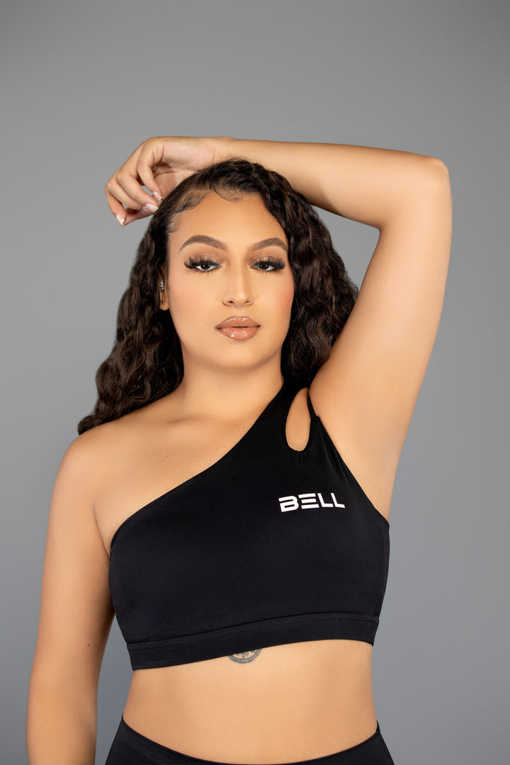 one shoulder sports bra black asymmetrical gym bra womens activewear